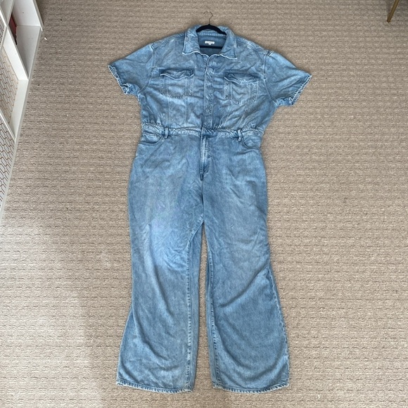 Good American Anthropologie Weightless Denim Fit for Success Jumpsuit Wide Leg - Picture 5 of 13